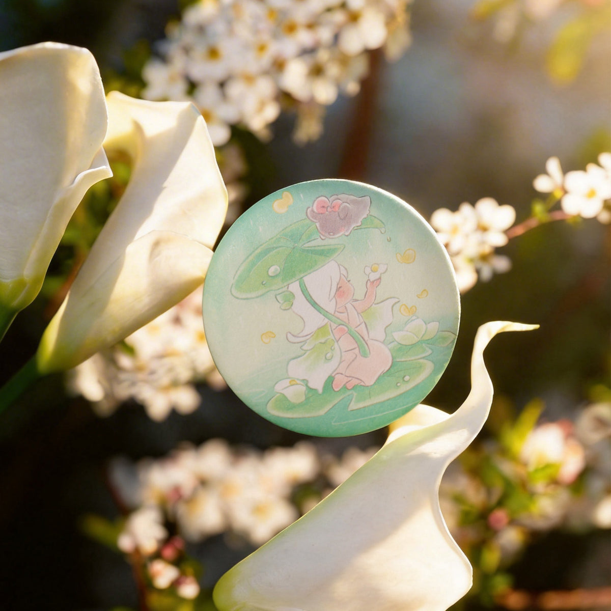 Sky Button Pin - Arum Lily