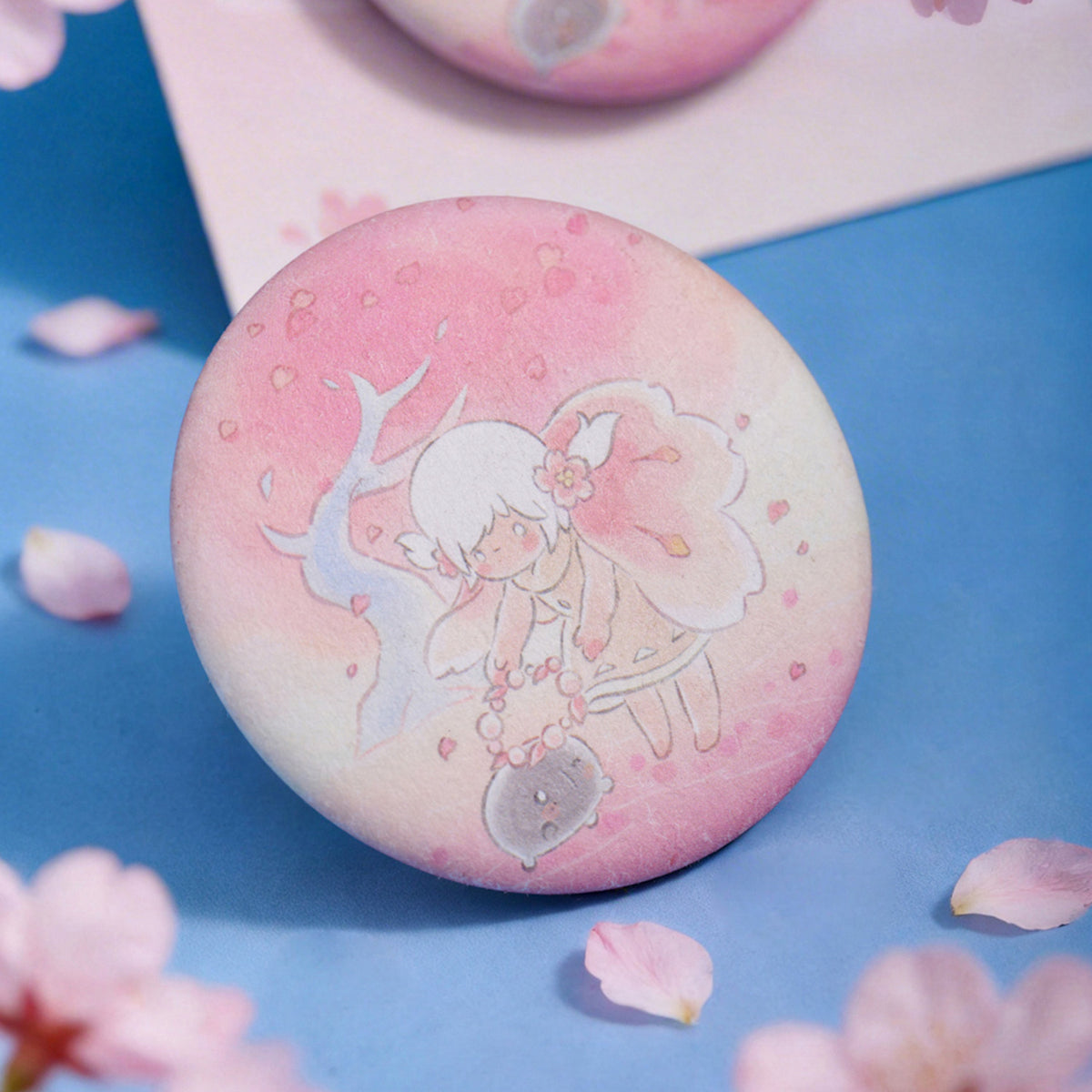 Sky Button Pin - Cherry Blossom