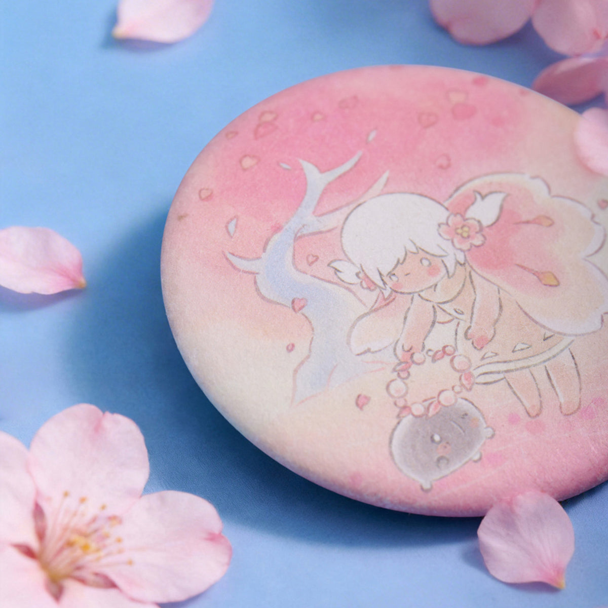 Sky Button Pin - Cherry Blossom