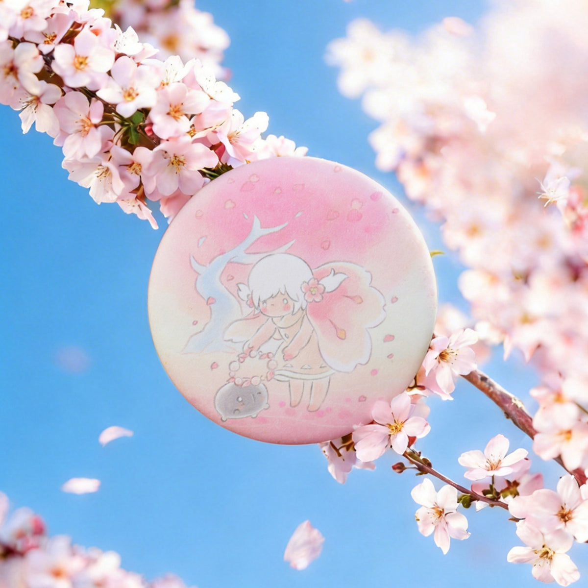 Sky Button Pin - Cherry Blossom