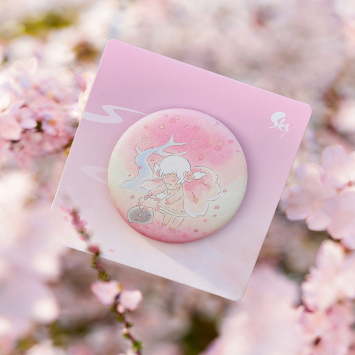 Sky Button Pin - Cherry Blossom