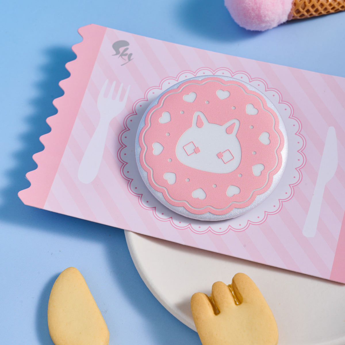 Sky Cookie Button Pin - Bunny
