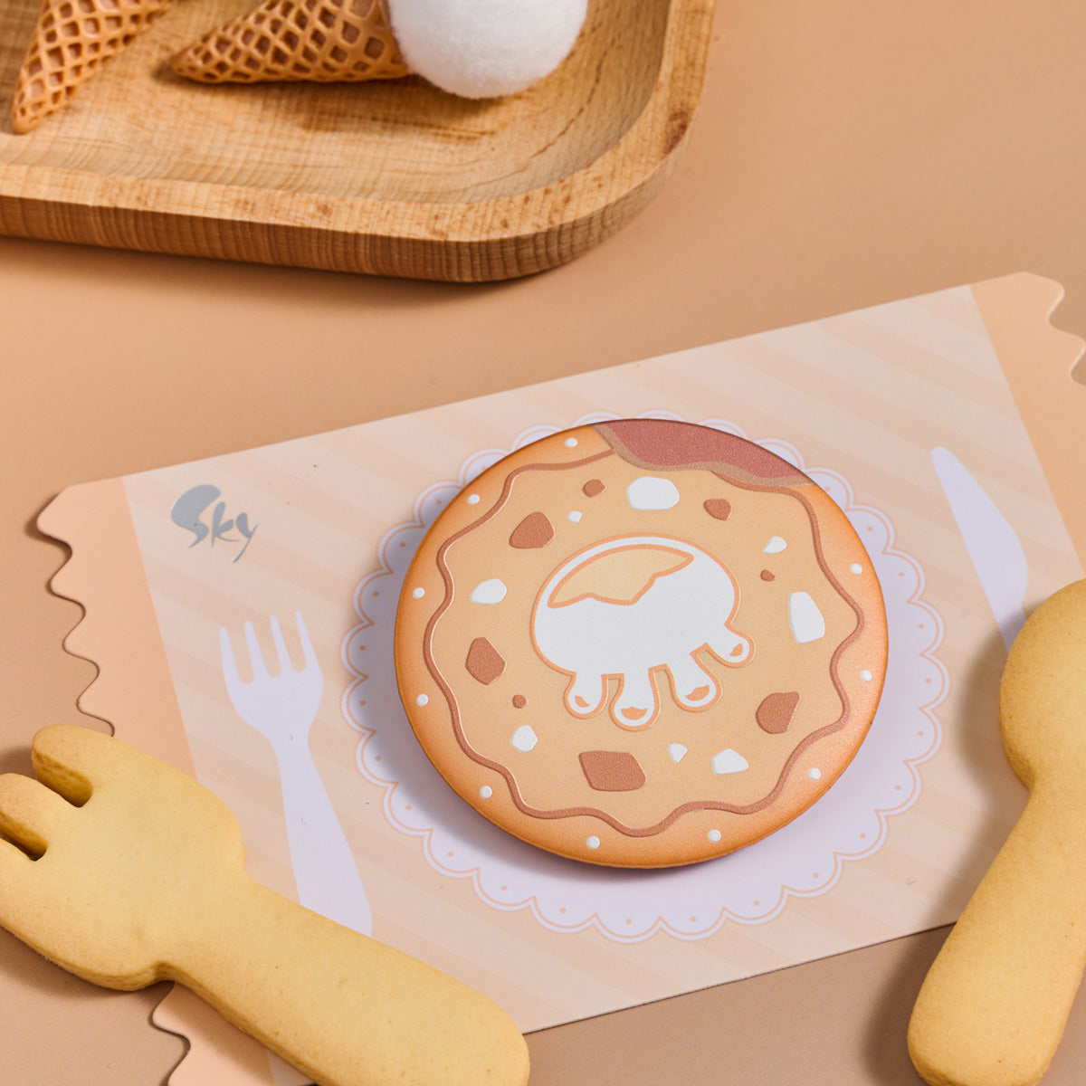 Sky Cookie Button Pin - Jellyfish