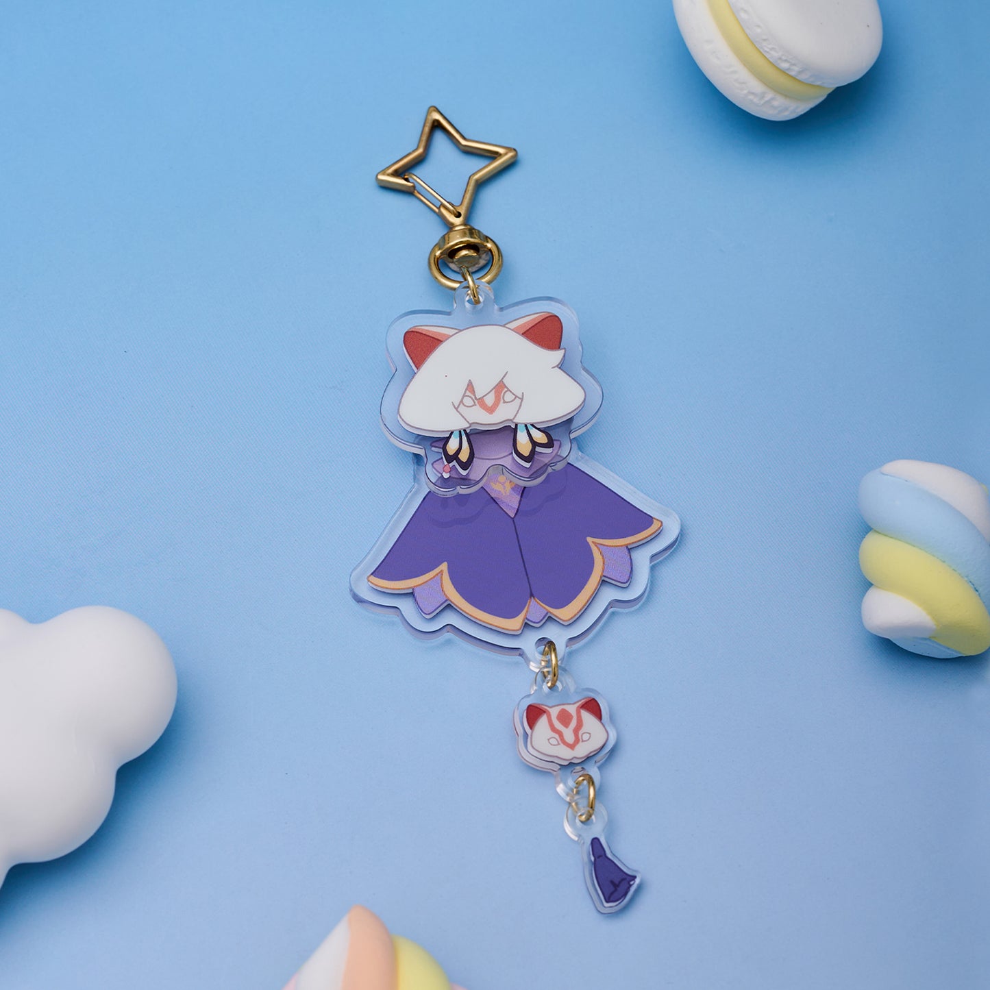 Sky Acrylic Wobbly Keychain - Weasel Mask