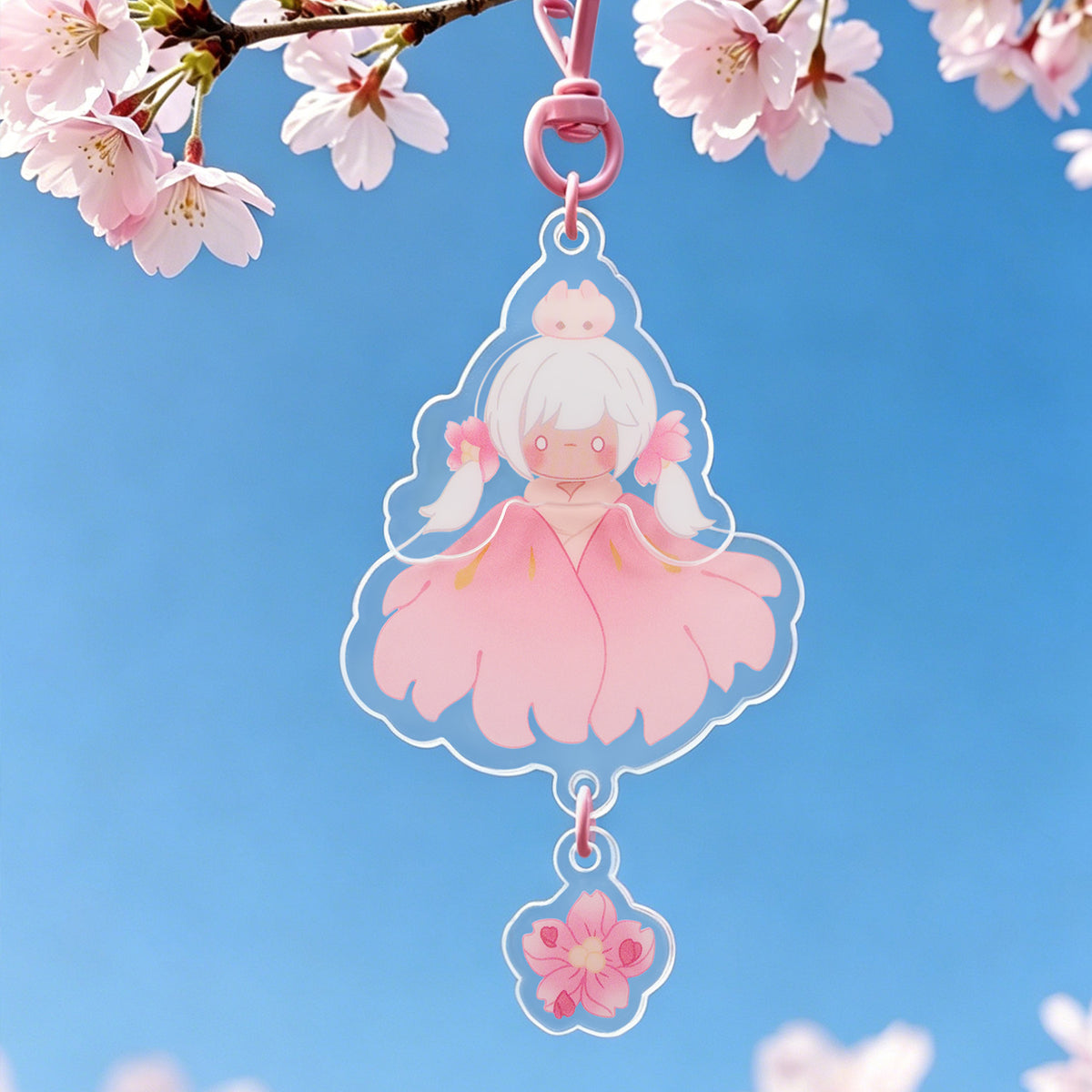 Sky Acrylic Wobbly Keychain - Cherry Blossom