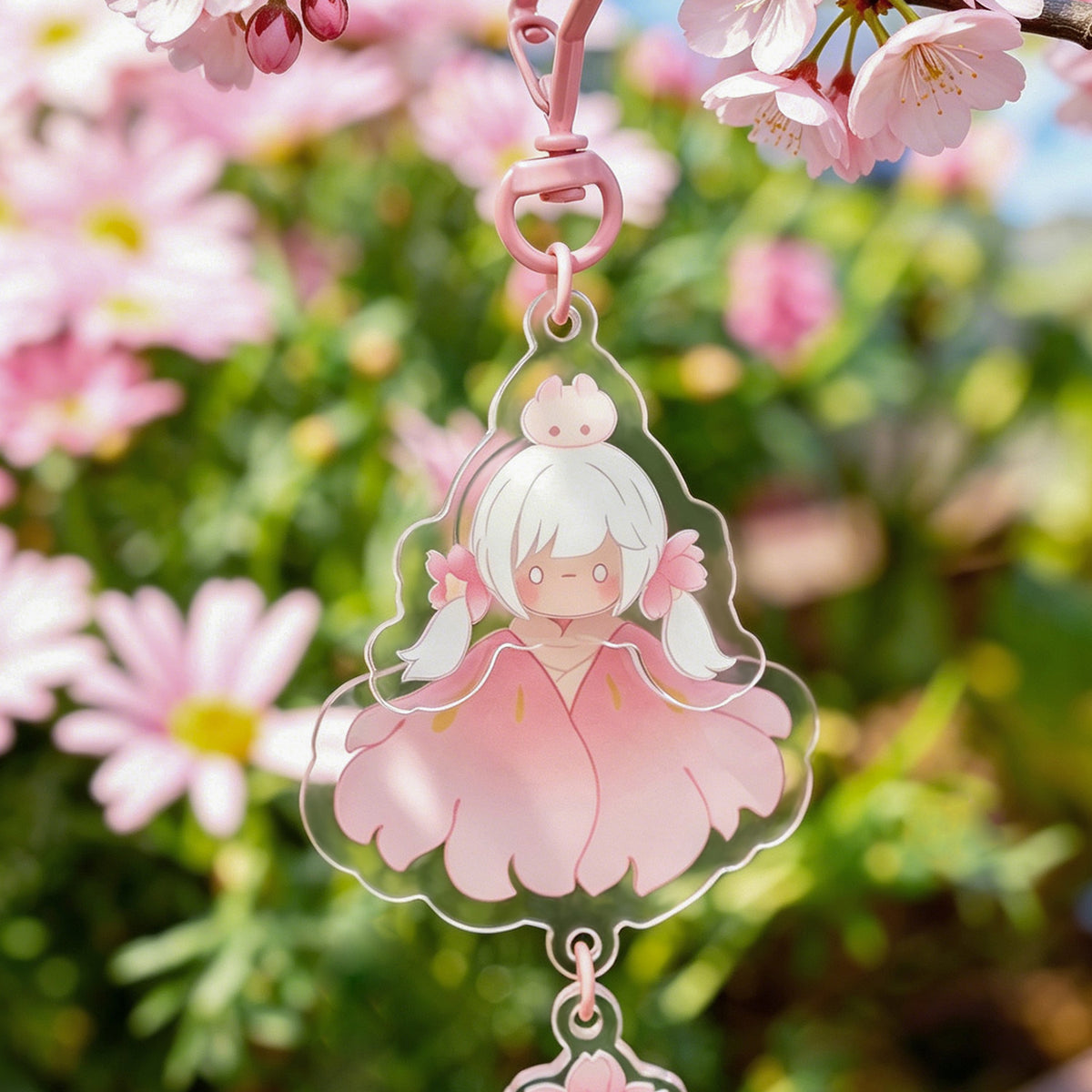 Sky Acrylic Wobbly Keychain - Cherry Blossom