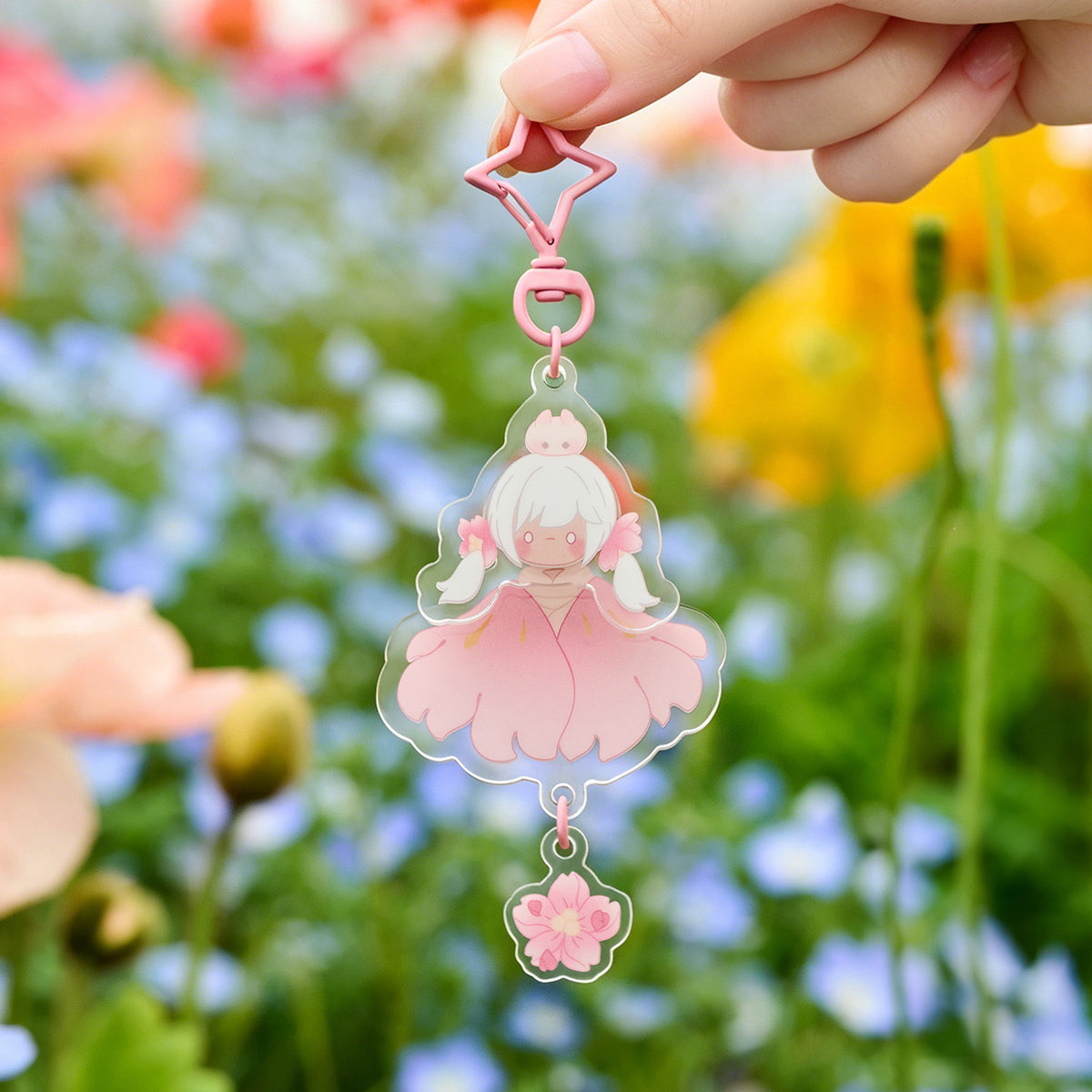 Sky Acrylic Wobbly Keychain - Cherry Blossom