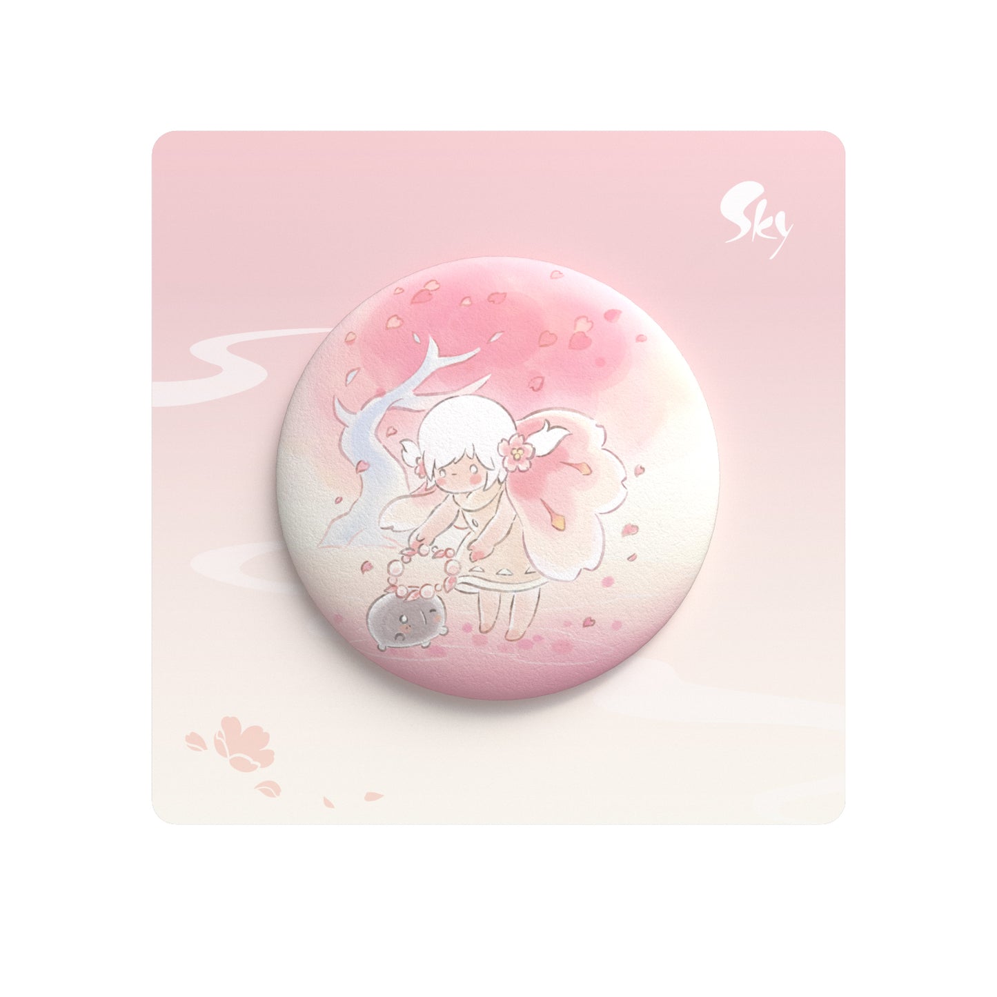 Sky Button Pin - Cherry Blossom