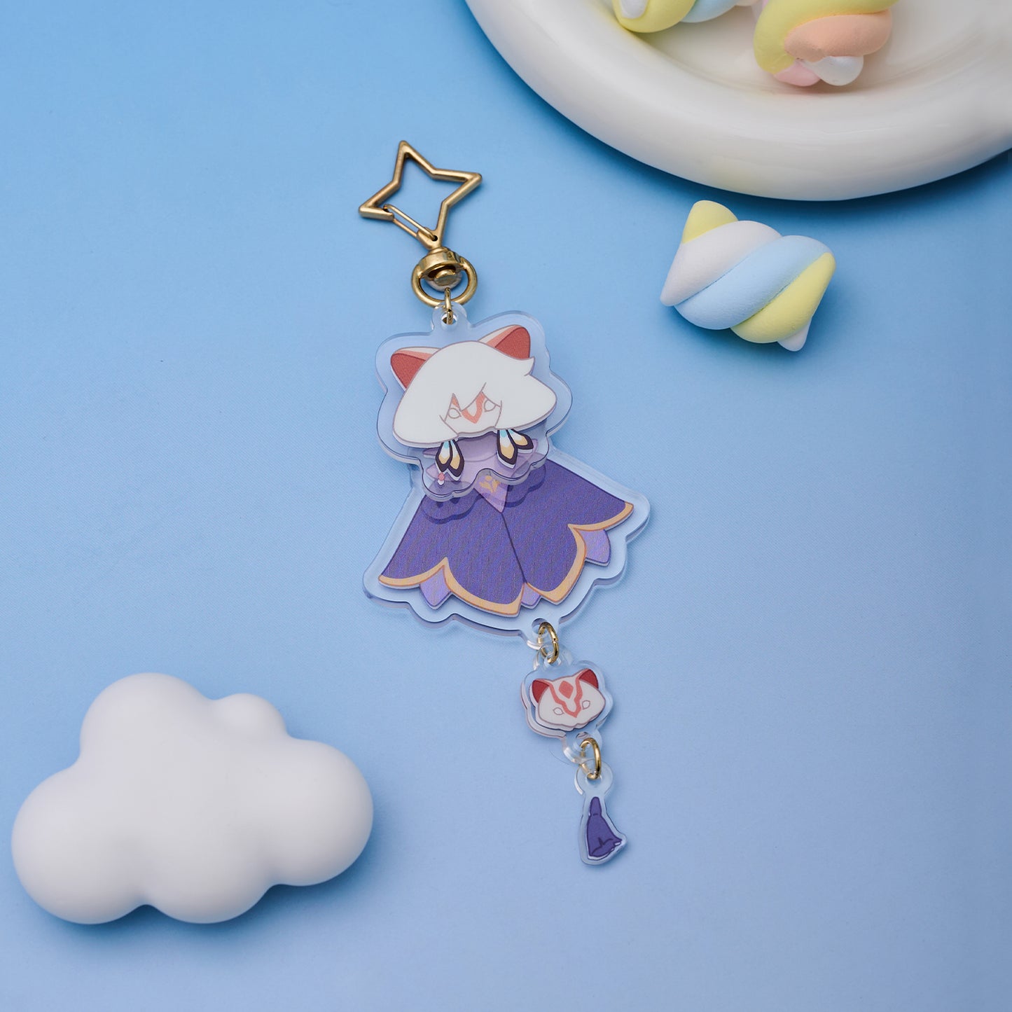 Sky Acrylic Wobbly Keychain - Weasel Mask